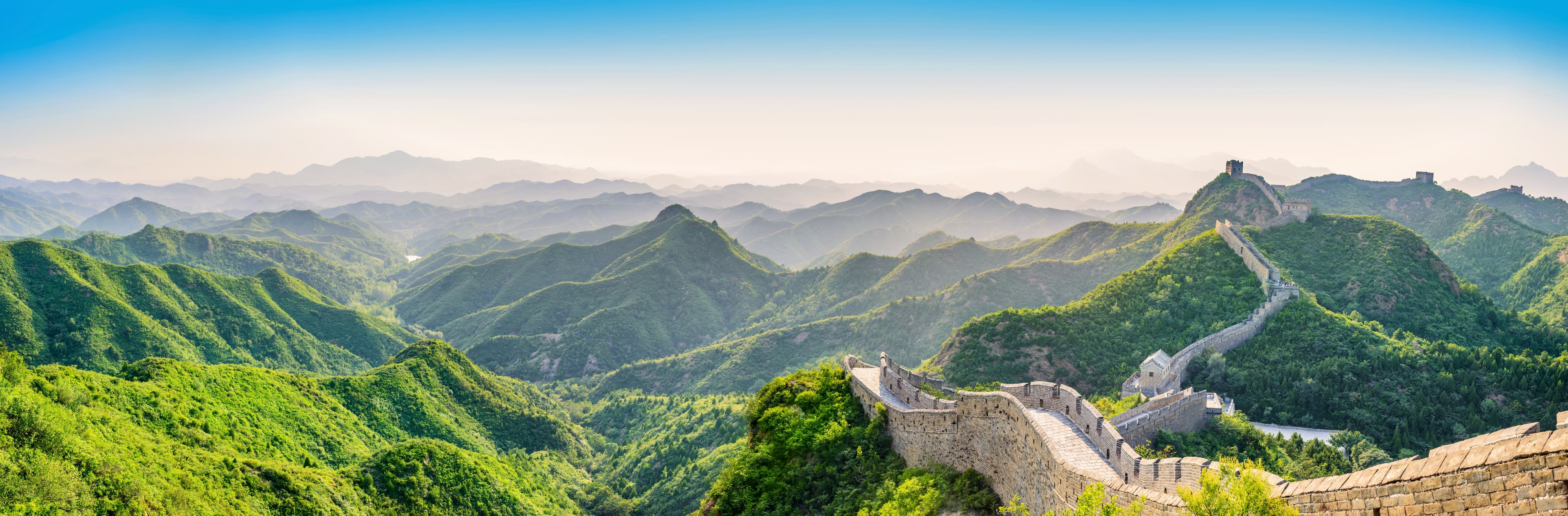 Great Wall of China among mountains